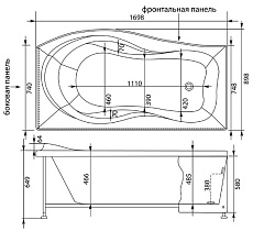 Акриловая ванна Aquanet Borneo 170x75/90 R