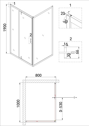 Душевой уголок Niagara Nova NG-43-10AG-A80G 100x80 прозрачный, золото