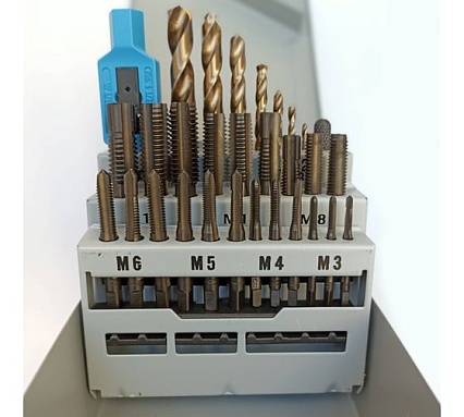 Набор ручных метчиков GSR DIN352 M3-M12 HSSE-VAP с воротком M3-M12 cверла 29 предметов B08508010