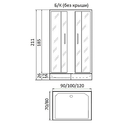 Душевой уголок River Morava XL 100/80/24 MT 100x80 хром, матовое