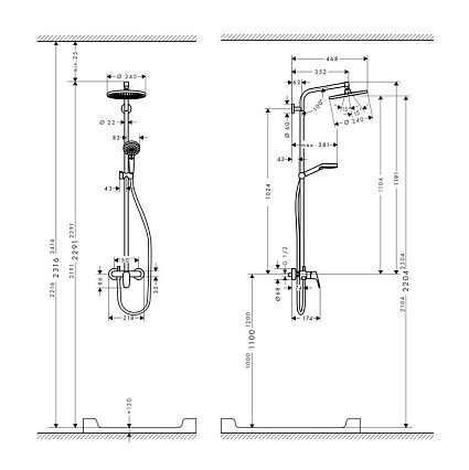 Душевая стойка Hansgrohe Crometta S 240 1jet Showerpipe EcoSmart 27269000