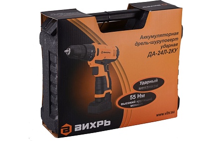 Аккумуляторная дрель-шуруповерт Вихрь ДА-24Л-2кУ 72/14/19