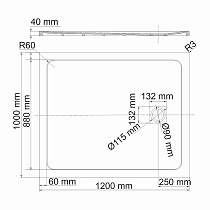 Поддон для душа WasserKRAFT Rhin 44T10 120x100, белый мрамор