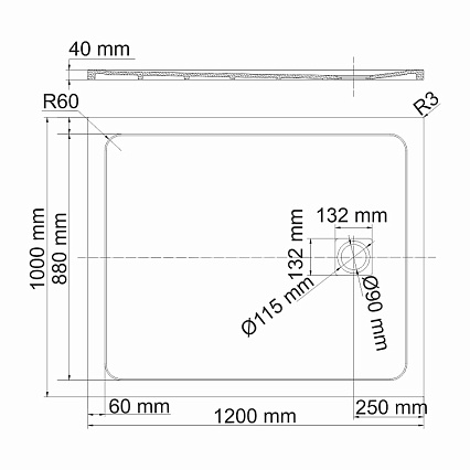 Поддон для душа WasserKRAFT Rhin 44T10 120x100, белый мрамор