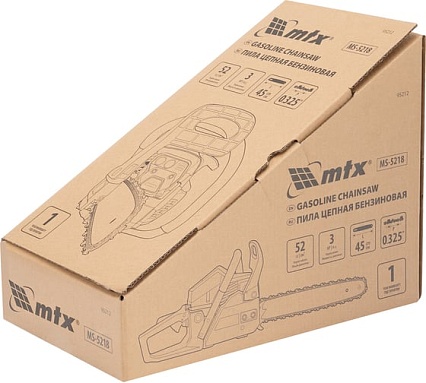 Пила цепная бензиновая MTX MS-5218, шина 45 см, 52 см3, 3 л.с., шаг 0,325, паз 1.5 мм 72 зв 95212