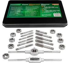 Набор метчиков и плашек дюймовый Rockforce 24 предмета (1/4&quot;, 5/16&quot;, 3/8&quot;, 7/16&quot;, 1/2&quot;), в металлическом кейсе RF-M024-2(10458)
