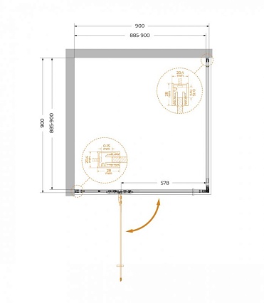 Душевой уголок Cezares Liner 90x90 прозрачный, черный матовый LINER-A-1-90-C-NERO-L