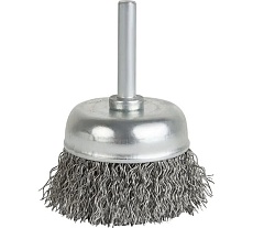 Щетка чашечная волнистая с хвостовиком 75 мм, проволока - INOX 0.30 мм DeBever DB80163408