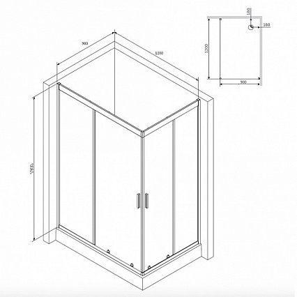 Душевой уголок Am.Pm Gem W90G-404-120290-BT 120x90 прозрачный, черный матовый