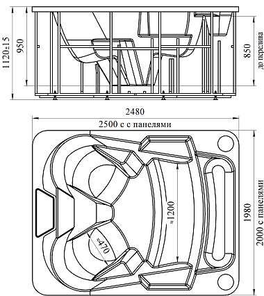 Мини бассейн Радомир Колизей 250x200 белый, с г/м