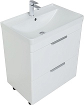 Мебель для ванной Aquanet Ирис new 70 см, напольная 2 ящика, белый глянец