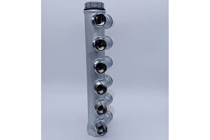 Коллектор Tiemme 6 отводов, регулируемый 1"х1/2(16) MAXIMA (никель) 1860084 / 1868K