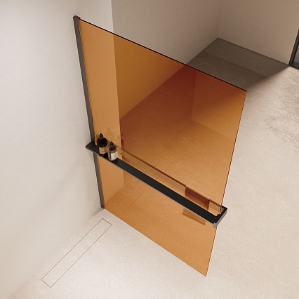 Душевая перегородка Vincea Walk-In VSW-1HR100GSGM 100x200 вороненая сталь, янтарь