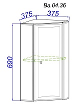 Шкаф подвесной Aqwella Барселона 37.5 см угловой Ba.04.36