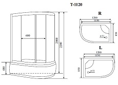 Душевая кабина Timo Comfort T-8820L 120x85, без г/м, матовые стекла (Fabric Glass), хром, L