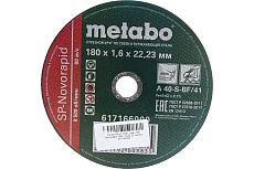 Круг отрезной по нержавеющей стали 180x1.6x22,23 мм Metabo SP-Novorapid RU 617166000