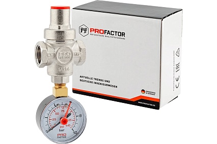 Редуктор давления PROFACTOR поршневой, c манометром 1/2" PF PRV 251.15G