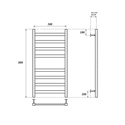 Полотенцесушитель водяной Point PN83158B П8 50x80, черный