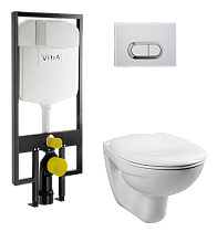 Подвесной унитаз VitrA Normus 9773B003-7203 система инсталляции VitrA V12, кнопка Loop O матовый хром, сиденье стандарт