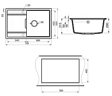 Кухонная мойка Point Лаура PN3005W 78 см белый