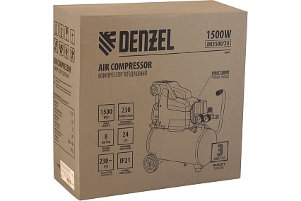 Воздушный компрессор Denzel DK1500/24,Х-PRO 1,5 кВт, 230 л/мин, 24 л 58063