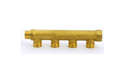 Коллектор Tiemme 4 отвода, 3/4"х3/4(18) евроконус (латунь) 1910022 / 1883G180504