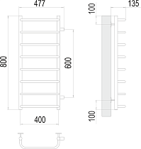 Полотенцесушитель водяной Terminus Стандарт П8 400x800 БП600, 4670078530363