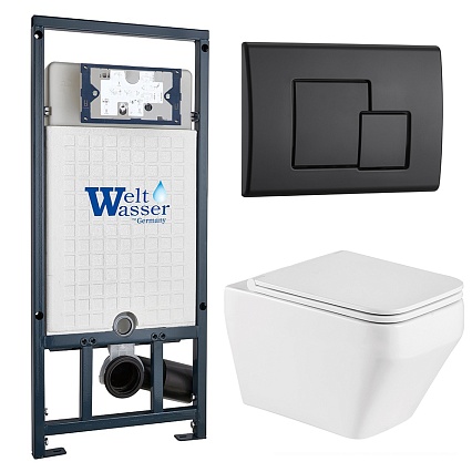 Комплект Weltwasser 10000011687 унитаз Hofbach 041 GL-WT + инсталляция Marberg 507 + кнопка Mar 507 SE MT-BL