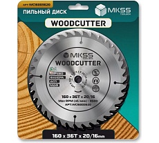 Диск пильный по дереву MKSS Toolbox Woodcutter WC1600 160x36Тх20/16 мм WC16003620