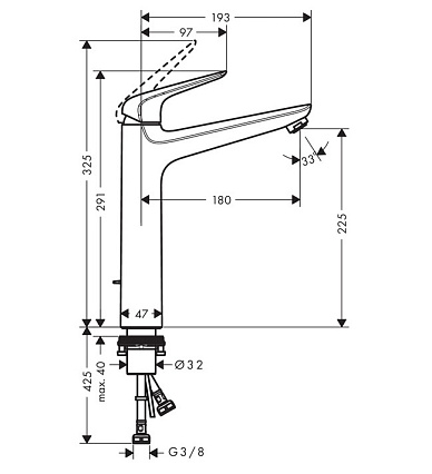 Смеситель для раковины Hansgrohe Novus 71123000 с донным клапаном