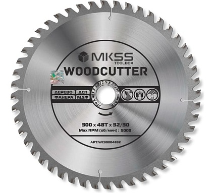 Диск пильный по дереву MKSS Toolbox Woodcutter WC3000 300x48Тх32/30 мм WC30004832