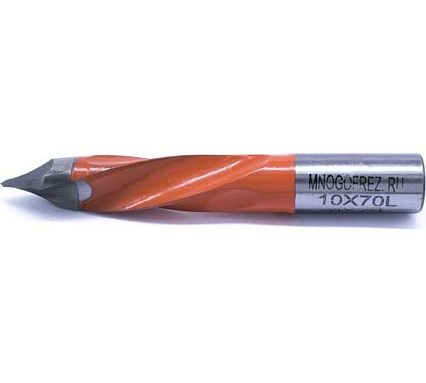 Сверло присадочное сквозное усиленное KJ2-V80207L (10х70 мм; хв-к 10 мм; левое вращение) МНОГОФРЕЗ 6631