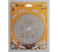 Диск пильный с тефлоновым покрытием по дереву Profi plus 140x1.2/1.8x20/16/12 мм, 40Т CUTOP 75-14040Т