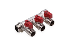 Резьбовой коллектор с кранами Aqualink вн-нар 3/4, 1/2х4 2426