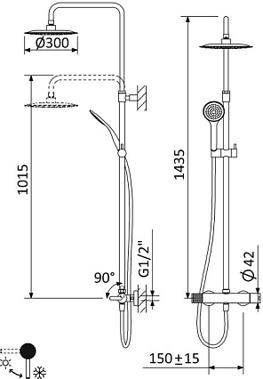 Душевая стойка Cezares Leaf LEAF-CDA-30-BIO белый матовый