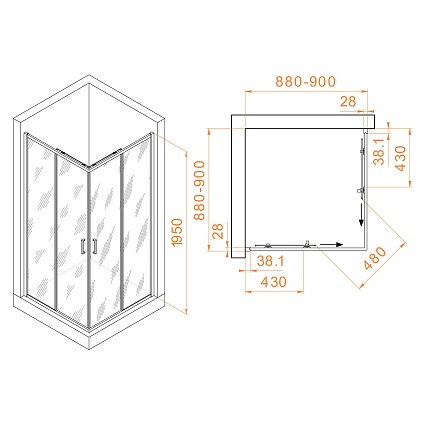 Душевой уголок RGW Passage PA-39B 90x90 прозрачное, черный 03083999-14