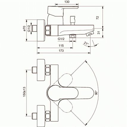 Комплект для ванной Ideal Standard Vito 3 in 1 B1132AA