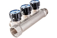 Коллектор с регулирующими вентилями IVANCI выходы с наружной резьбой, 3 выхода 3/4"x1/2" IVC.106600.N.02