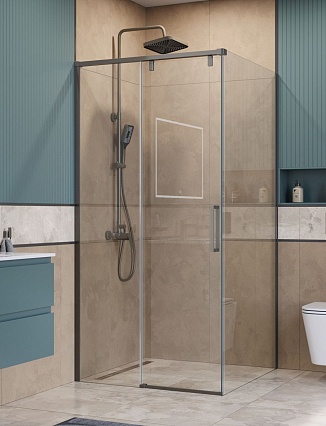 Душевой уголок BelBagno SOFT_CLOSE-1-A-1-100-C-GM 100x100 прозрачный, оружейная сталь Душевой уголок BelBagno SOFT_CLOSE-1-A-1-100-C-GM 100x100 прозрачный, оружейная сталь