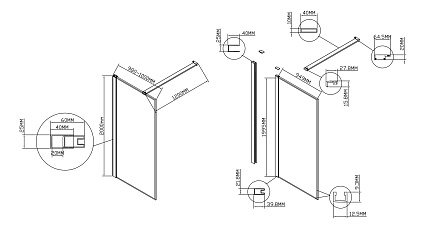 Душевая перегородка Vincea Walk-In VSW-1HS100GFB 100x200 черный матовый, матовое тонированное