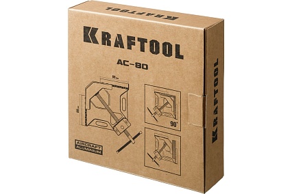 Угловая струбцина Kraftool AC-80 алюминиевая, глубина зажима 70 мм 32202