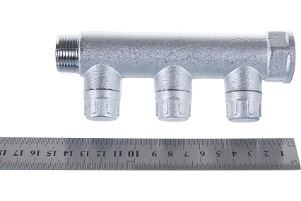 Запорный коллектор FAR 3/4" с 3 отв. 1/2" НР, плоск.присоед. FK 3870 3412TP