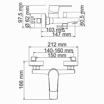 Смеситель для ванны WasserKRAFT Dill 6101