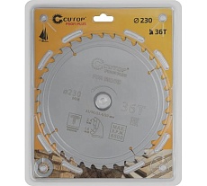 Диск пильный с тефлоновым покрытием по дереву Profi plus 230x1.6/2.4x32/30/25.4/20 мм, 36Т CUTOP 75-23036Т