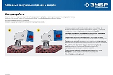 Коронка алмазная вакуумная Зубр Профессионал 70 мм, М14, 15 мм кромка 29865-70