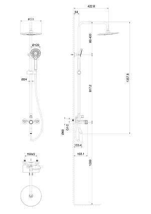 Душевая стойка Wonzon&Woghand WW-N3S962-MB черный матовый