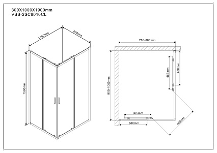 Душевой уголок Vincea Scala VSS-2SC 100x80 хром, прозрачный