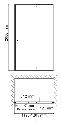 Душевая дверь WasserKRAFT Aisch 55P05 120x200 матовое золото