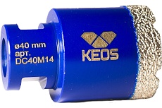 Коронка алмазная по керамограниту PRO 40 мм, M14 KEOS DC40M14
