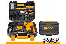 Дрель-шуруповерт Ingco 12В с набором ручного инструмента, 81 предмет HKTHP10811